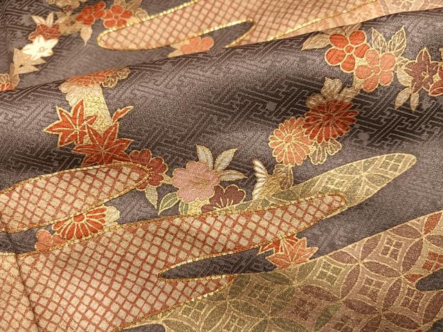 平和屋着物●訪問着　駒刺繍　霞草花文　金彩　正絹　逸品　未使用　AABJ7303ph