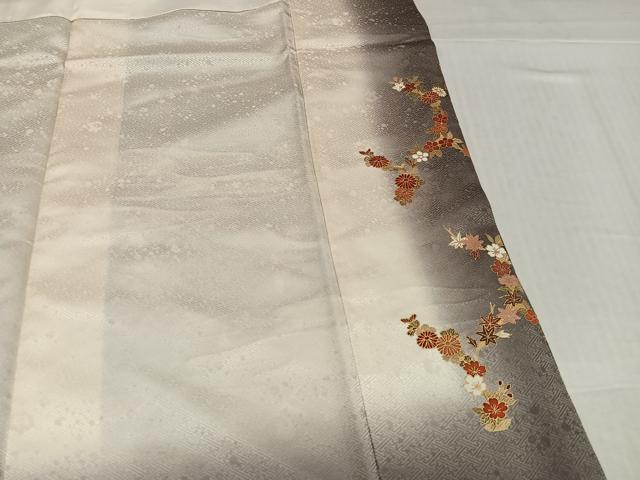 平和屋着物●訪問着　駒刺繍　霞草花文　金彩　正絹　逸品　未使用　AABJ7303ph