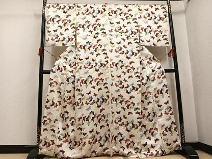 平和屋着物●上質な小紋　舞蝶文　正絹　逸品　AABJ7305ph
