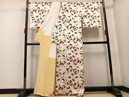 平和屋着物●上質な小紋　舞蝶文　正絹　逸品　AABJ7305ph