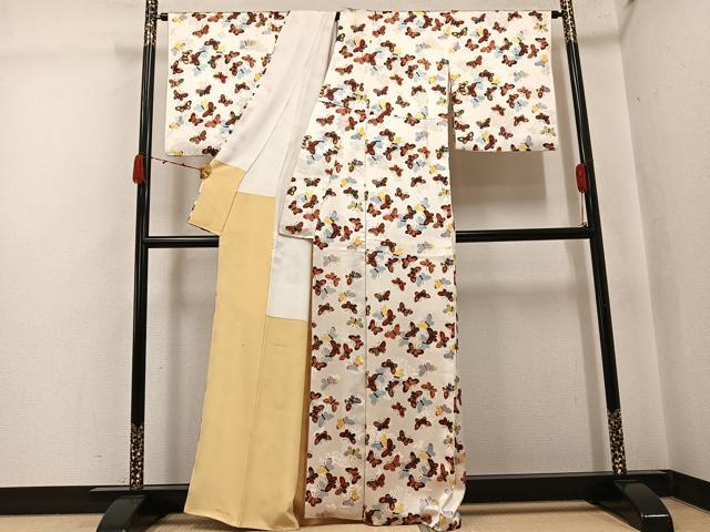 平和屋着物●上質な小紋　舞蝶文　正絹　逸品　AABJ7305ph
