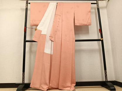 平和屋着物●上質な色無地　鏡裏地紋　一斤染色　正絹　逸品　AABJ7306ph