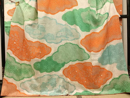平和屋着物●豪華振袖　総絞り　雲重ね花文　正絹　逸品　AABJ7307ph