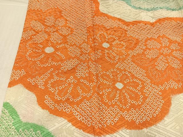 平和屋着物●豪華振袖　総絞り　雲重ね花文　正絹　逸品　AABJ7307ph