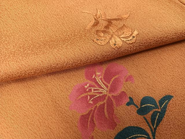 平和屋着物●上質な小紋　刺繍　草花文　やまと誂製　正絹　逸品　AABJ7312ph