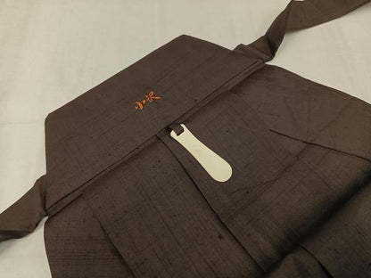 平和屋着物●男性　馬乗り袴　紬地　色無地　海松茶色　正絹　逸品　未使用　AABJ7313ph