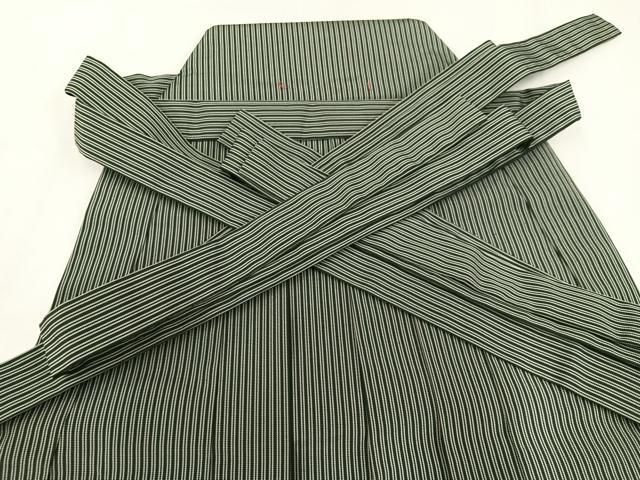 平和屋着物●男性　馬乗り袴　縞　正絹　逸品　AABJ7314ph