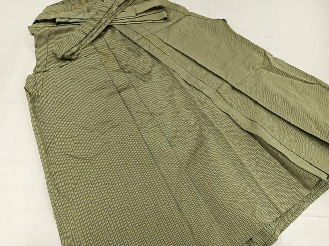 平和屋着物●男性　馬乗り袴　縞　正絹　逸品　AABJ7318ph