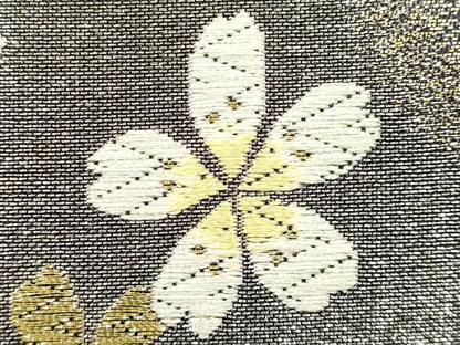 平和屋着物●和装小物　和装バッグ　ハンドバッグ　花柄　金銀糸　帯地使用　逸品　AABJ7321ay