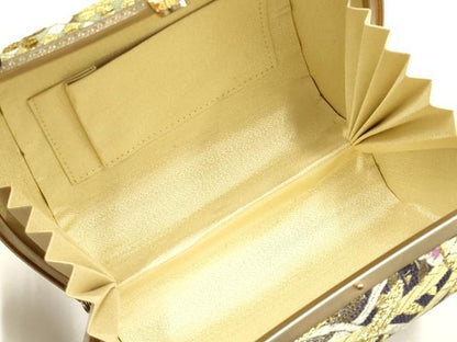 平和屋着物●和装小物　和装バッグ　ハンドバッグ　花柄　金銀糸　帯地使用　逸品　AABJ7321ay