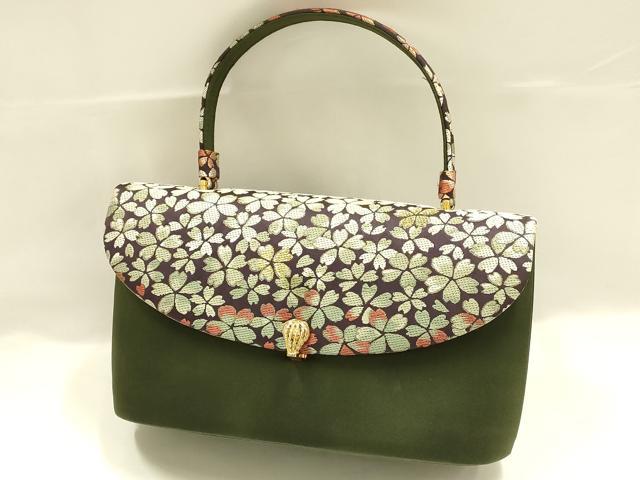 平和屋着物●和装小物　和装バッグ　金鷲本舗 東京謹製 キンワシ印　ハンドバッグ　花柄　金糸　逸品　AABJ7323ay