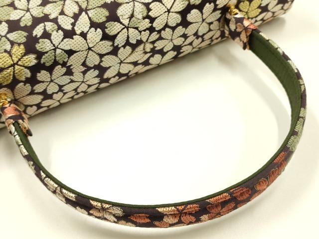 平和屋着物●和装小物　和装バッグ　金鷲本舗 東京謹製 キンワシ印　ハンドバッグ　花柄　金糸　逸品　AABJ7323ay