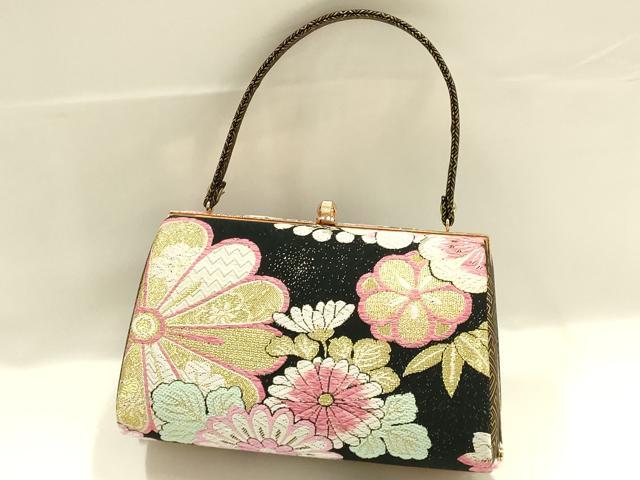 平和屋着物●和装小物　和装バッグ　ハンドバッグ　振袖用　花柄　菊　金糸　逸品　AABJ7324ay