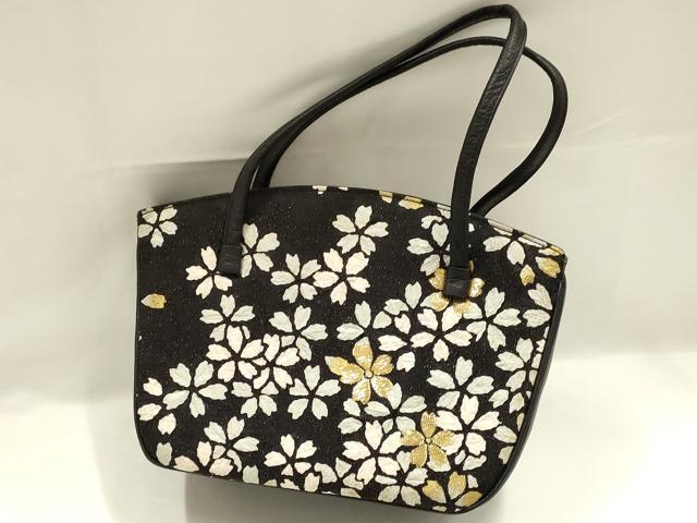 平和屋着物●和装小物　和装バッグ　ハンドバッグ　絞り　花柄　金通し地　金彩　逸品　AABJ7325ay