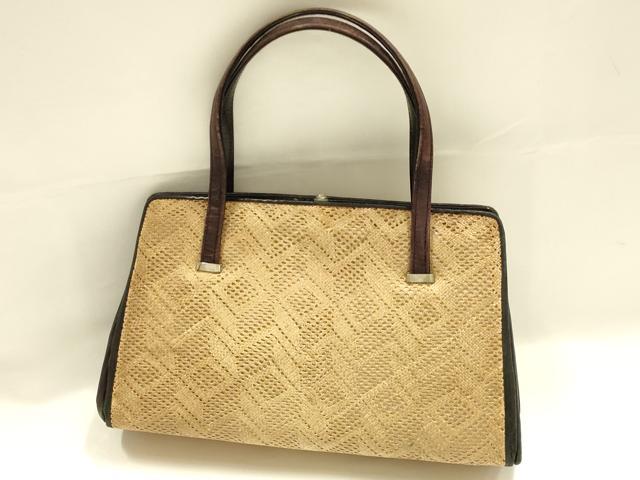 平和屋着物●和装小物　和装バッグ　ハンドバッグ　パナマ　網代　逸品　AABJ7328ay