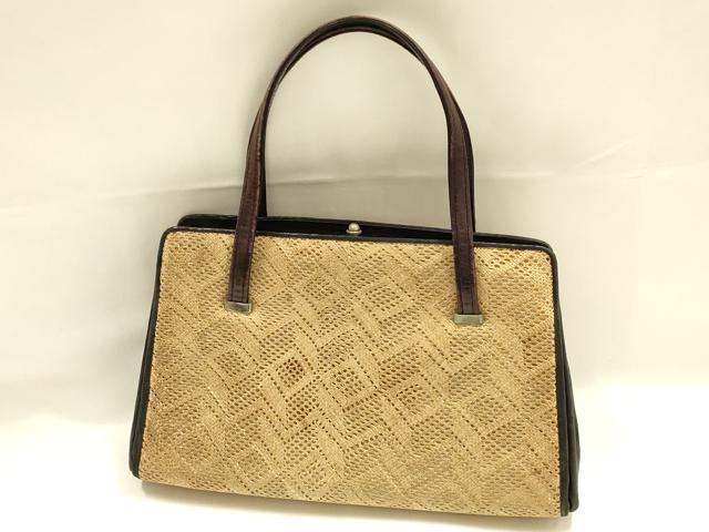 平和屋着物●和装小物　和装バッグ　ハンドバッグ　パナマ　網代　逸品　AABJ7328ay