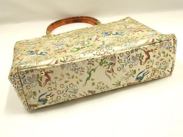 平和屋着物●和装小物　和装バッグ　ハンドバッグ　狩猟文　金糸　逸品　AABJ7332ay