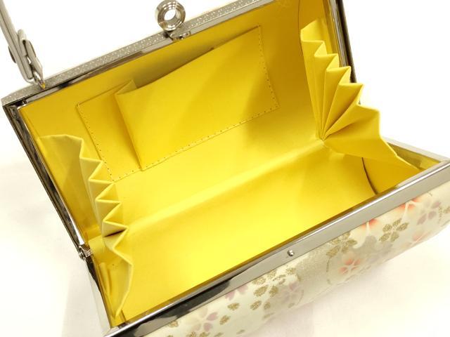 平和屋着物●和装小物　和装バッグ・草履セット　振袖用　ハンドバッグ　花柄　金銀彩　逸品　未使用　AABJ7339ay