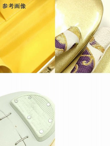 平和屋着物●和装小物　和装バッグ・草履セット　振袖用　ハンドバッグ　七宝花文　金糸　帯地使用　逸品　AABJ7343ay