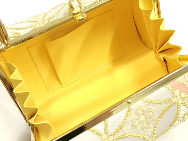 平和屋着物●和装小物　和装バッグ・草履セット　振袖用　ハンドバッグ　七宝花文　金糸　帯地使用　逸品　AABJ7343ay