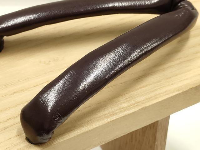 平和屋本店●男性　和装小物　高下駄四寸　足駄　桐下駄　板前　花緒:本革　逸品　未使用　AABJ7346ay