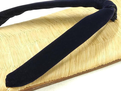 平和屋着物●男性　和装小物　雪駄　畳表　鼻緒:紺　本革底　逸品　AABJ7348ay