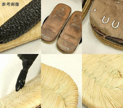平和屋着物●男性　和装小物　雪駄　畳表　花緒:黒　本革底　逸品　AABJ7350ay