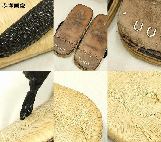 平和屋着物●男性　和装小物　雪駄　畳表　花緒:黒　本革底　逸品　AABJ7350ay