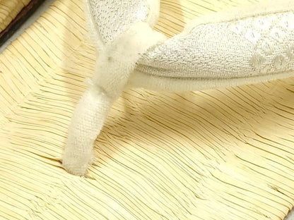 平和屋着物●男性　和装小物　雪駄　畳表　花緒:白　鹿の子　銀糸　本革底　逸品　AABJ7351ay