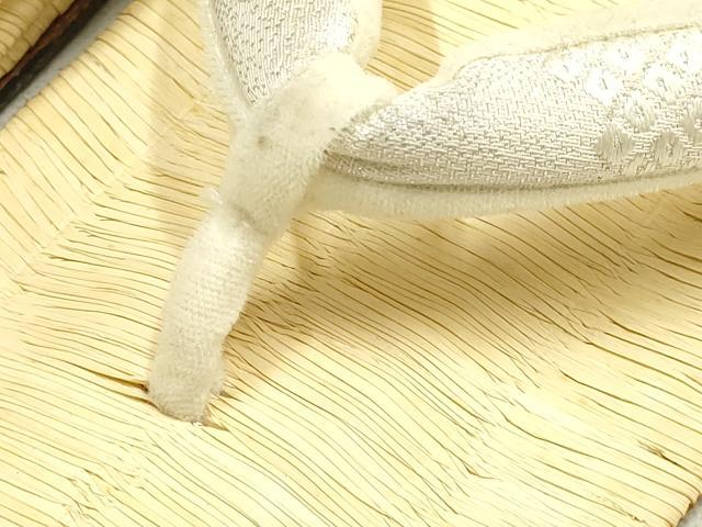 平和屋着物●男性　和装小物　雪駄　畳表　花緒:白　鹿の子　銀糸　本革底　逸品　AABJ7351ay