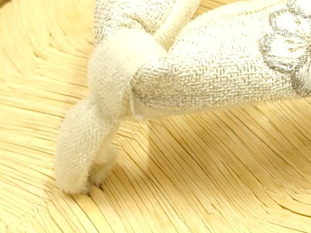 平和屋着物●男性　和装小物　雪駄　畳表　花緒:白　刺繍　花柄　金銀糸　本革底　逸品　AABJ7355ay
