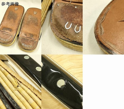 平和屋着物●男性　和装小物　雪駄　畳表　花緒:黒　エナメル　螺鈿　本革底　逸品　AABJ7357ay