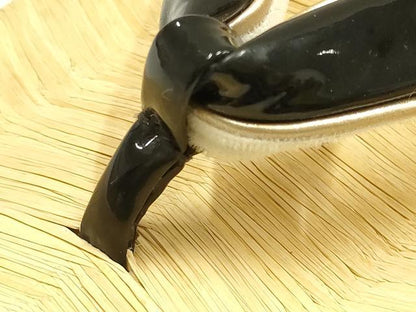 平和屋着物●男性　和装小物　雪駄　畳表　花緒:黒　エナメル　螺鈿　本革底　逸品　AABJ7357ay