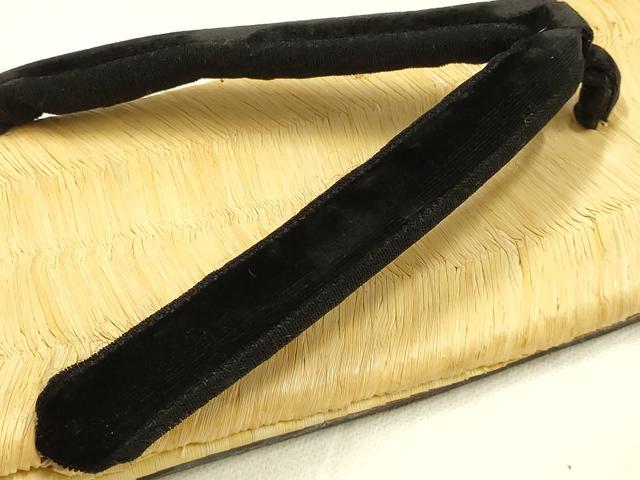 平和屋着物●男性　和装小物　雪駄　銀座 ぜん屋　畳表　花緒:黒　本革底　逸品　AABJ7359ay