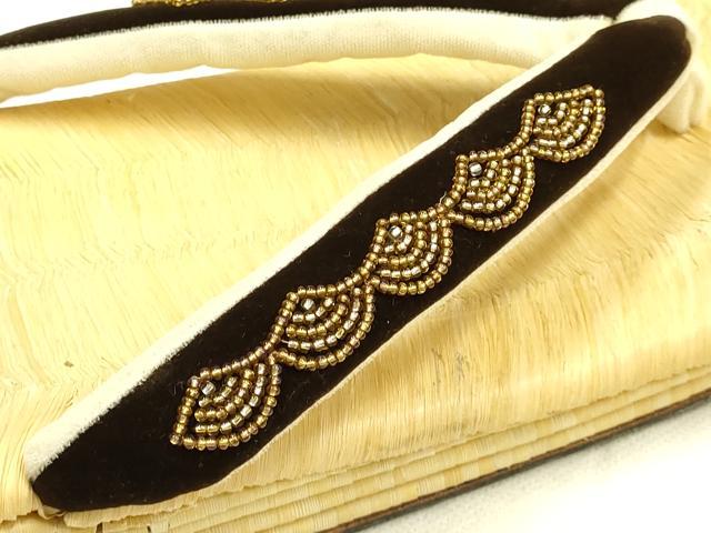 平和屋着物●男性　和装小物　伊と忠　雪駄　畳表　花緒:茶　ビーズ　青海波　本革底　逸品　AABJ7360ay