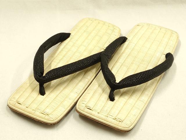 平和屋着物●男性　和装小物　雪駄　藤表　花緒:黒　本革底　逸品　AABJ7365ay
