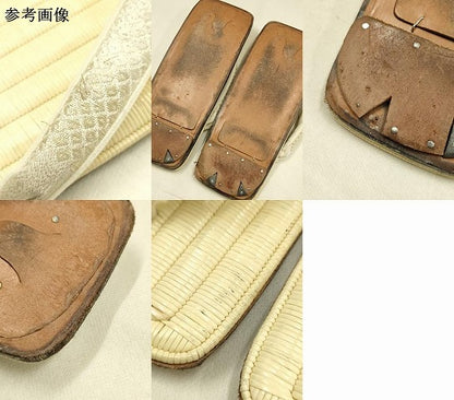 平和屋着物●男性　和装小物　雪駄　藤表　花緒:白　鹿の子　金糸　本革底　逸品　AABJ7366ay