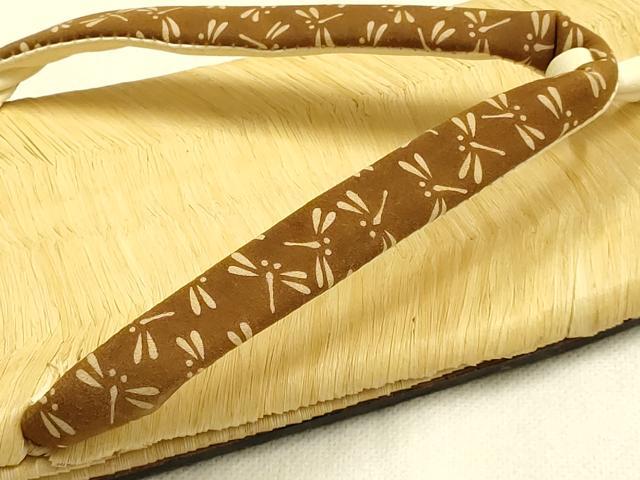 平和屋着物●男性　和装小物　雪駄　畳表　花緒:茶　蜻蛉　トンボ　丸屋　共箱付き　逸品　AABJ7368ay