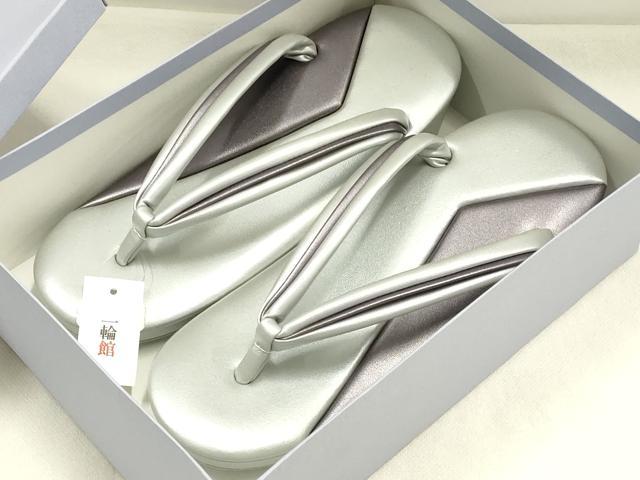 平和屋着物●和装小物　和装草履　銀×紫　Mサイズ　逸品　未使用　AABJ7371ay