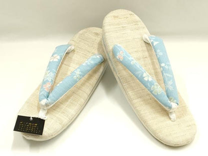平和屋着物●和装小物　和装草履　鼻緒:水色　逸品　未使用　AABJ7372ay