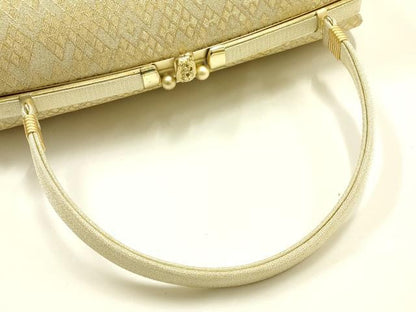 平和屋着物●和装小物　和装バッグ　ハンドバッグ　幾何学菱文　金糸　逸品　AABJ7378ay