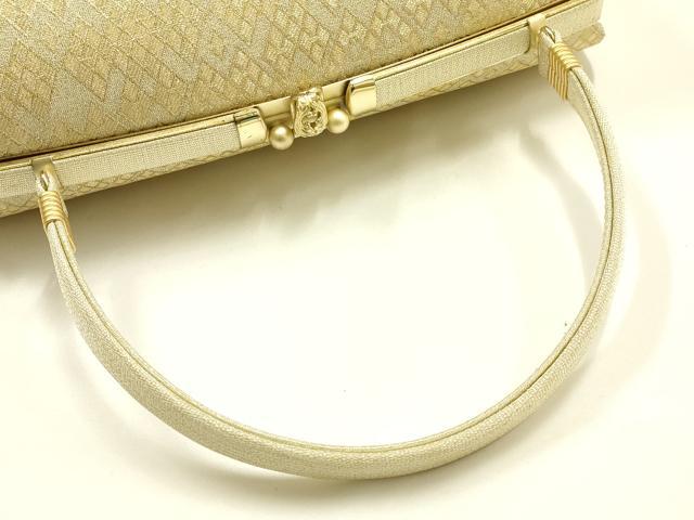 平和屋着物●和装小物　和装バッグ　ハンドバッグ　幾何学菱文　金糸　逸品　AABJ7378ay