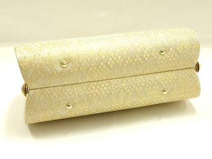 平和屋着物●和装小物　和装バッグ　ハンドバッグ　幾何学菱文　金糸　逸品　AABJ7378ay