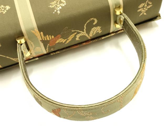 平和屋着物●和装小物　和装バッグ　ハンドバッグ　竹屋町刺繍　更紗花鳥文　金糸　マグネット式　逸品　AABJ7381ay