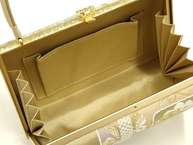 平和屋着物●和装小物　和装バッグ・草履セット　伊と忠　ハンドバッグ　金糸　帯地使用　Lサイズ　逸品　AABJ7383ay
