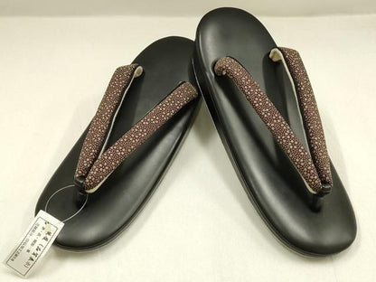 平和屋着物●和装小物　和装バッグ・草履セット　印伝　小花柄　逸品　未使用　AABJ7385ay