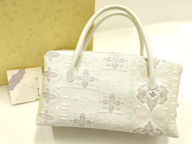 平和屋着物●和装小物　和装バッグ　伊と忠　ハンドバッグ　利休バッグ　花間道　金糸　逸品　AABJ7386ay