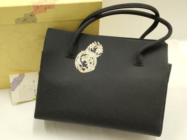 平和屋着物●和装小物　和装バッグ　伊と忠　ハンドバッグ　トートバッグ　花丸文　金彩　帯地使用　逸品　AABJ7387ay