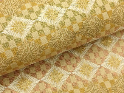 平和屋着物●六通柄袋帯　綟り和紙織　花菱文　金糸　正絹　逸品　未使用　AABJ7402sx
