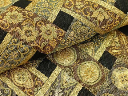 平和屋着物●六通柄袋帯　七宝花唐草文　金糸　正絹　逸品　未使用　AABJ7404sx